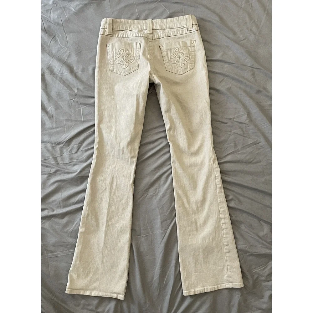 Bebe Jeans Womens 30 Kayla Chained Embroidered Flared Gray - Picture 2 of 12